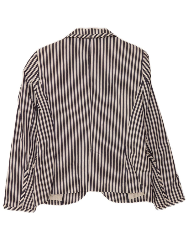 Zara Womens 2 Button Blazer Jacket UK 18 XL Navy Blue Striped