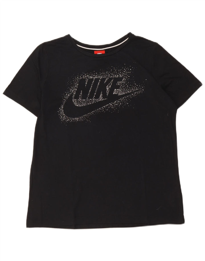 Nike Womens Graphic T-Shirt Top UK 14 Medium Black Polyester