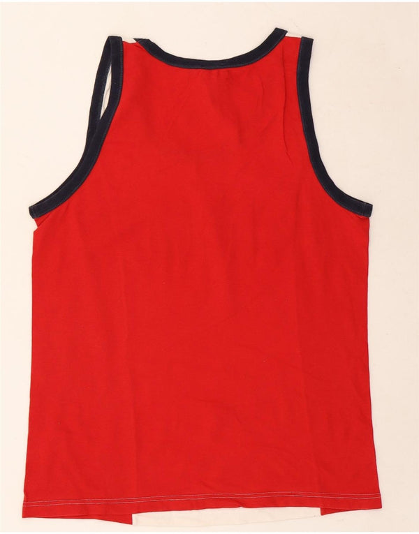Dolce & Gabbana Mens Graphic Vest Top Medium Red Colourblock Cotton Beach