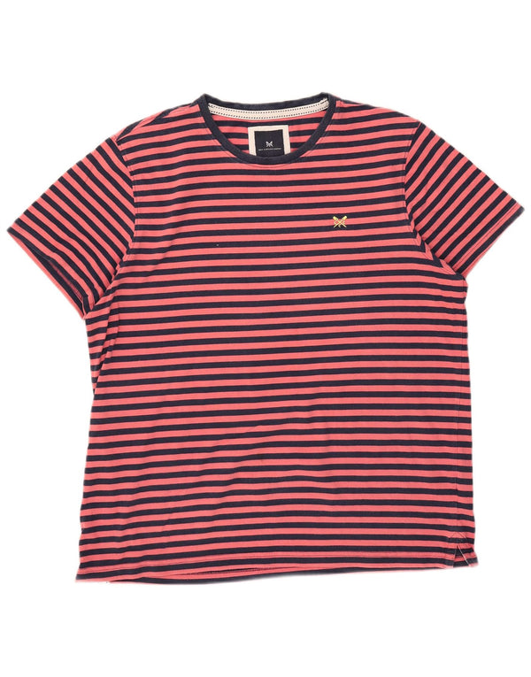 Crew Clothing Mens Short Sleeve Regular T-Shirt Top 2XL Pink Striped Cotton