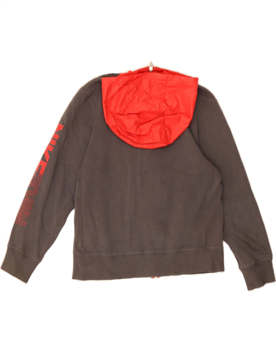 NIKE Boys Graphic Zip Hoodie Sweater 10-11 Years Medium  Grey Colourblock Vintage Nike and Second-Hand Nike from Messina Hembry 