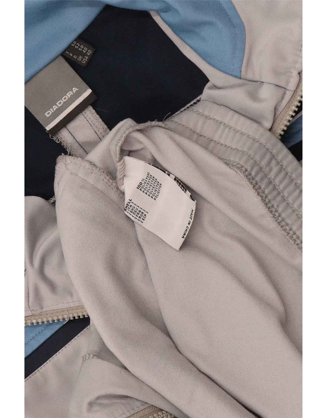 Diadora Mens Tracksuit Top Jacket UK 40 Medium Grey Colourblock Polyester