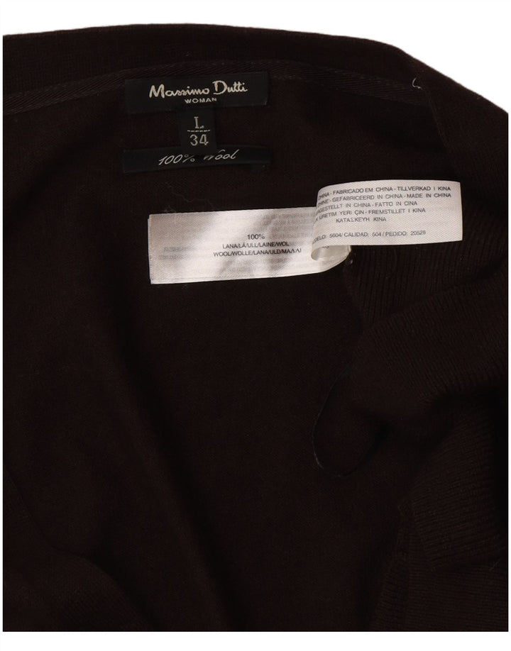 Massimo Dutti Womens Longline Cardigan Sweater UK 14 Large Brown Wool
