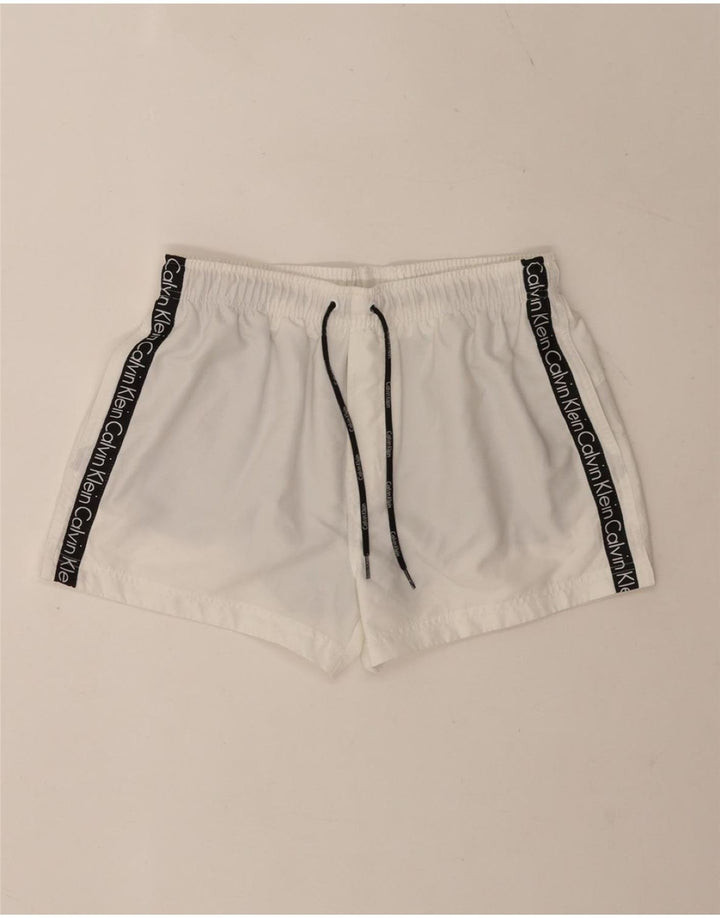 Calvin Klein Mens Graphic Swimming Shorts Medium White Colourblock