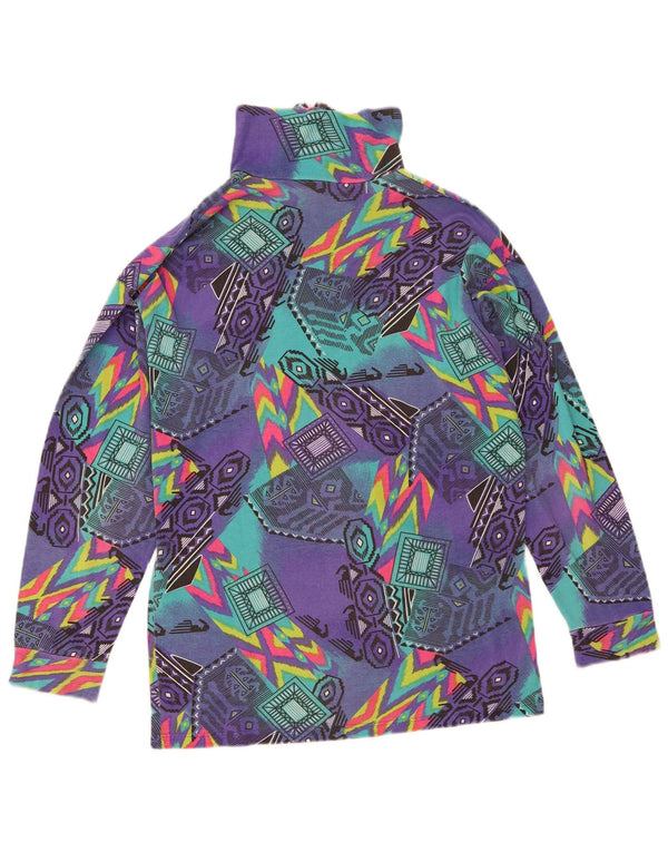 Medico Mens Zip Neck Graphic Top Long Sleeve EU 48 Medium Purple Geometric
