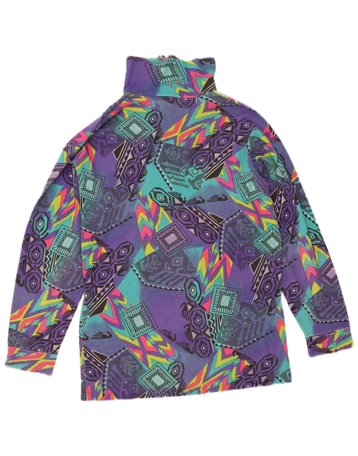 Medico Mens Zip Neck Graphic Top Long Sleeve EU 48 Medium Purple Geometric