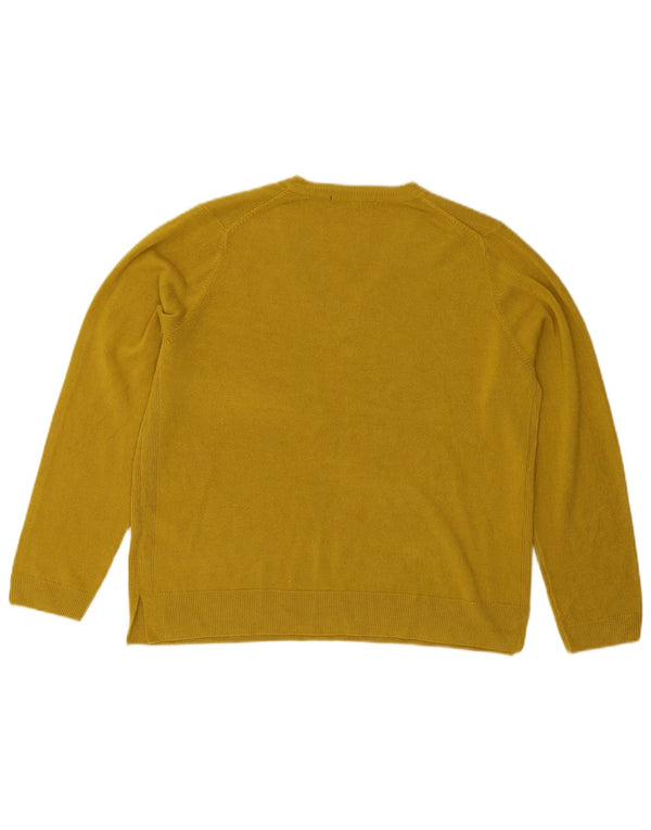 Marks & Spencer Womens V-Neck Jumper Sweater UK 18 XL Yellow Acrylic