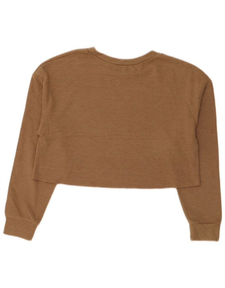 Zara Womens Trafaluc Oversized Crop Top Small Brown Cotton