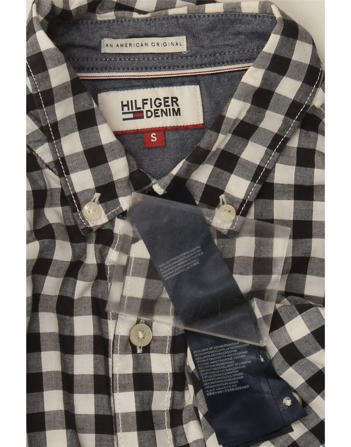 TOMMY HILFIGER Mens Shirt Small Black Gingham Cotton