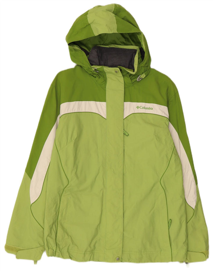 COLUMBIA Womens Interchange Rain Jacket UK 14 Medium Green Colourblock