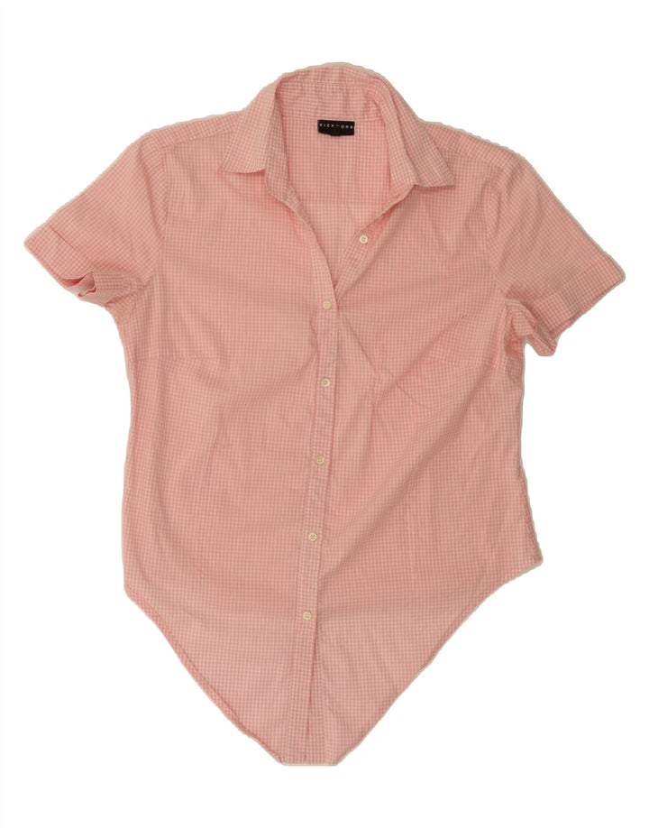 RICHMOND Womens Short Sleeve Shirt Blouse IT 46 Large Pink Gingham Vintage Richmond and Second-Hand Richmond from Messina Hembry 