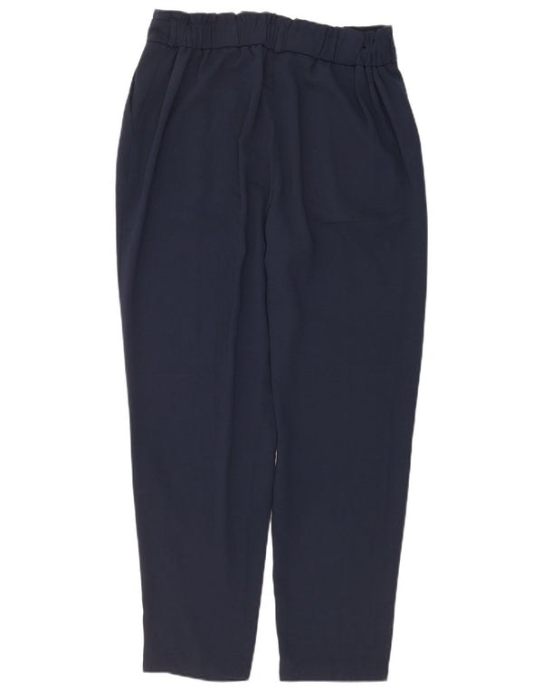 M&Co Womens Tapered Casual Trousers UK 14 Medium W28 L28 Navy Blue