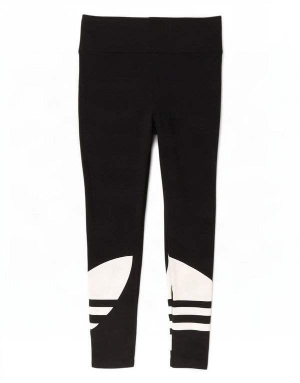 Adidas Womens Graphic Leggings UK 8 Small Black Cotton