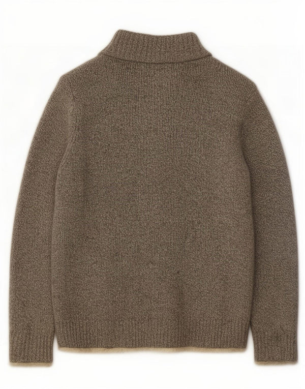 L.L.Bean Mens Cardigan Sweater Medium Grey Flecked Lambswool