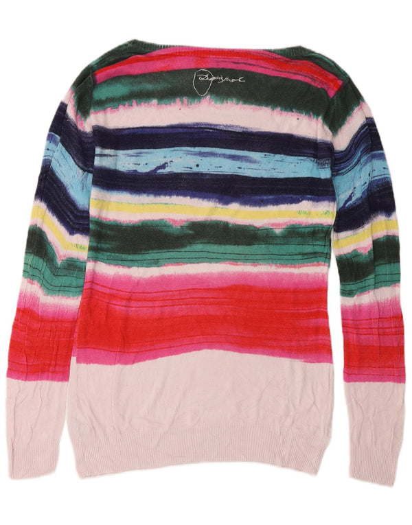 Desigual Womens Boat Neck Jumper Sweater UK 18 XL Multicoloured Striped
