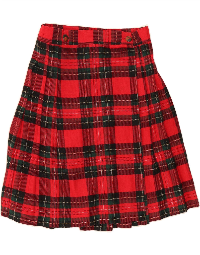 VINTAGE Womens High Waist Pleated Wrap Skirt IT 46 Large W26 Red Plaid Vintage Vintage and Second-Hand Vintage from Messina Hembry 
