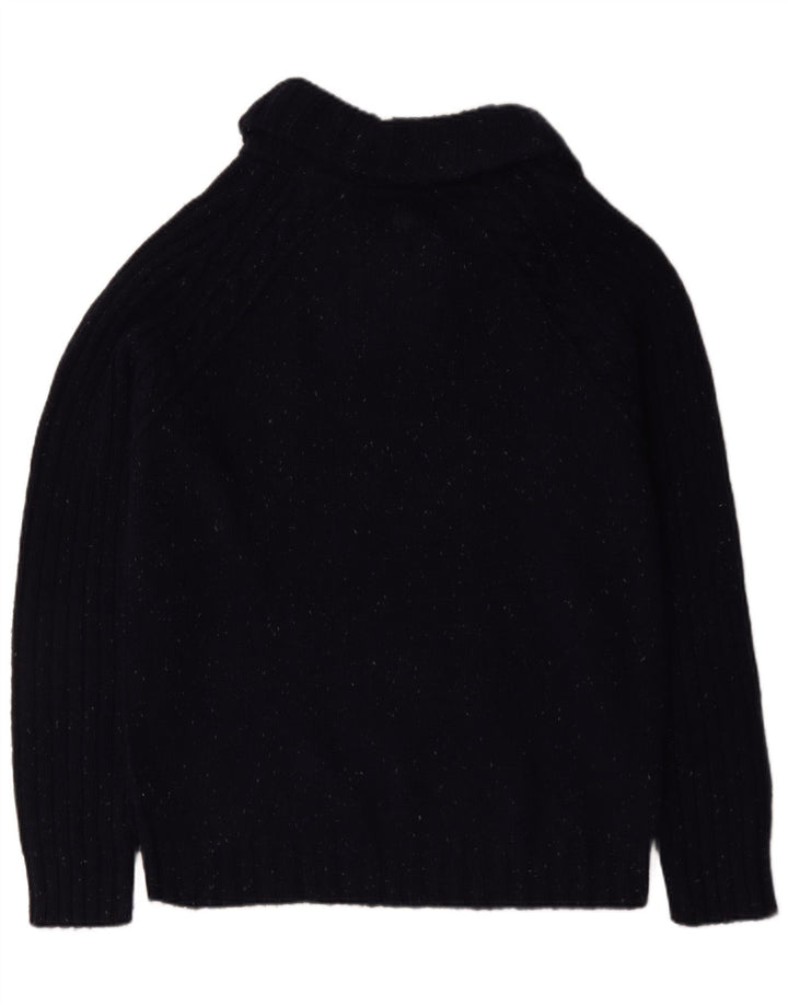 Fat Face Mens Shawl Neck Jumper Sweater Large Navy Blue Flecked Wool