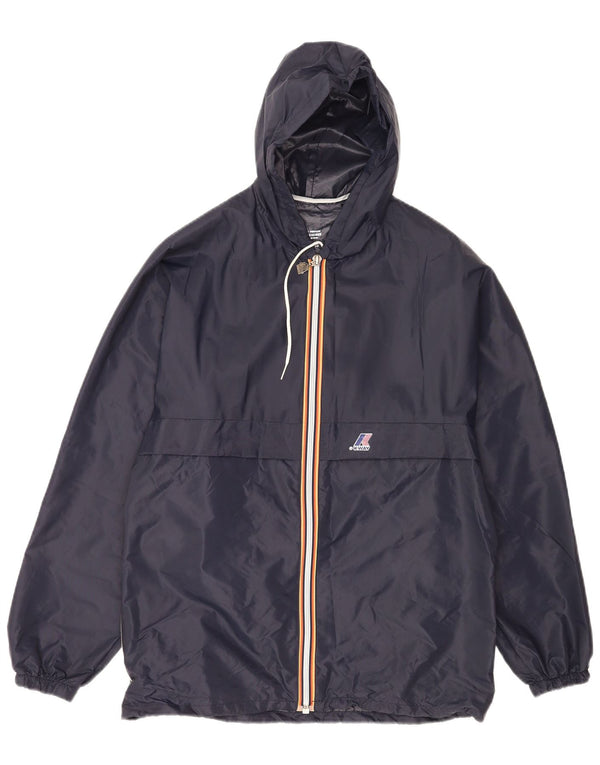 K-Way Mens Hooded Rain Jacket UK 36 Small Navy Blue Polyamide