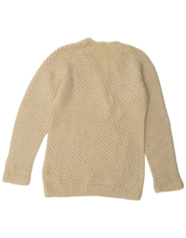 Vintage Womens V-Neck Jumper Sweater UK 16 Large Beige