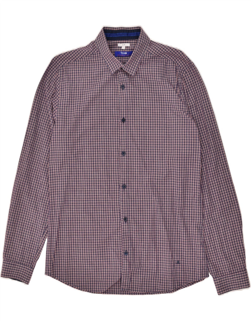 JULES Mens Slim Fit Shirt Large Purple Check Cotton | Vintage Jules | Thrift | Second-Hand Jules | Used Clothing | Messina Hembry 