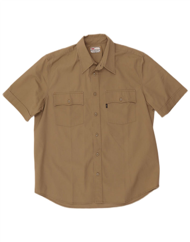 Levi's Mens Short Sleeve Shirt Medium Khaki Cotton