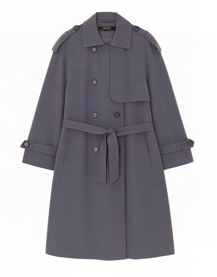 Zara Womens 3/4 Sleeve Oversized Trench Coat UK 10 Small Grey