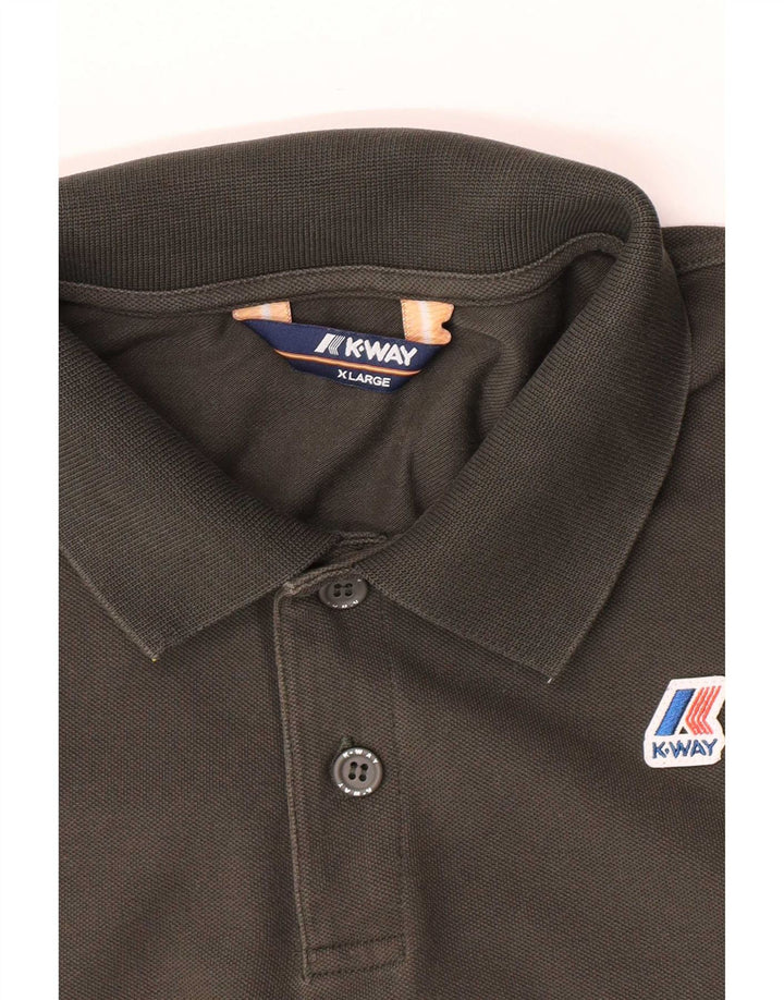 K-Way Mens Polo Shirt XL Khaki Colourblock