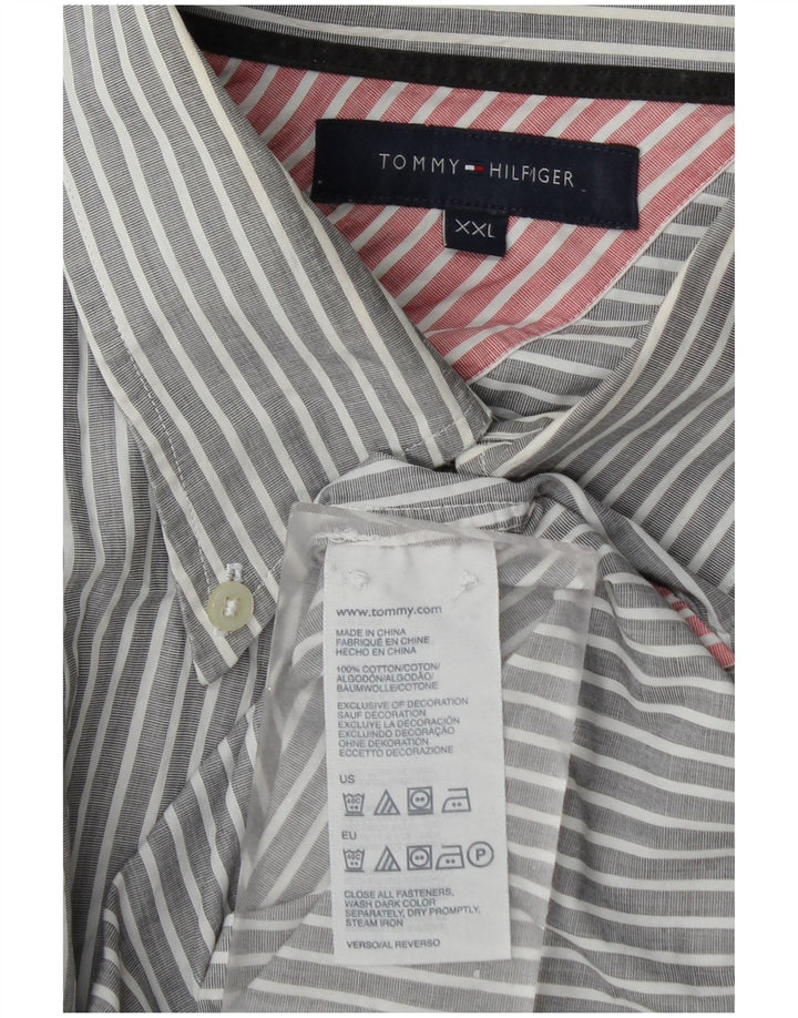 Tommy Hilfiger Mens Shirt 2XL Grey Striped Cotton