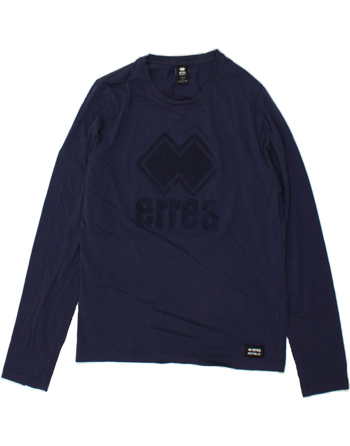 ERREA Mens Graphic Top Long Sleeve Medium Navy Blue Cotton Vintage Errea and Second-Hand Errea from Messina Hembry 