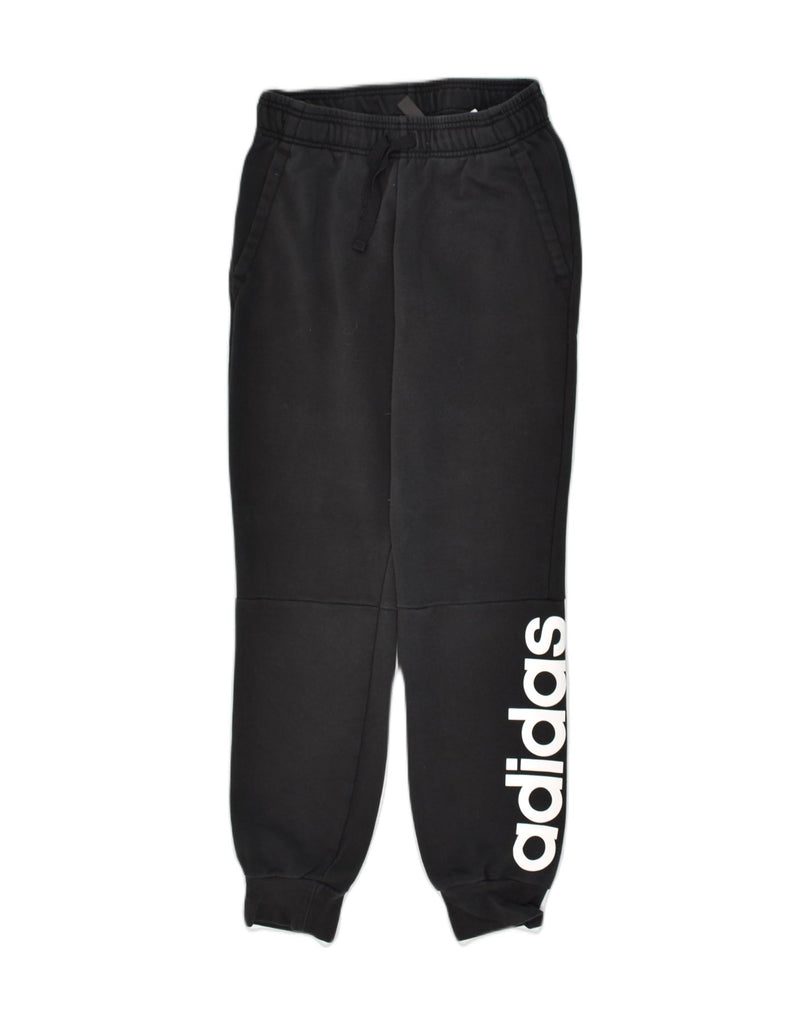 ADIDAS Womens Graphic Tracksuit Trousers UK 8/10 Small Black Cotton | Vintage Adidas | Thrift | Second-Hand Adidas | Used Clothing | Messina Hembry 