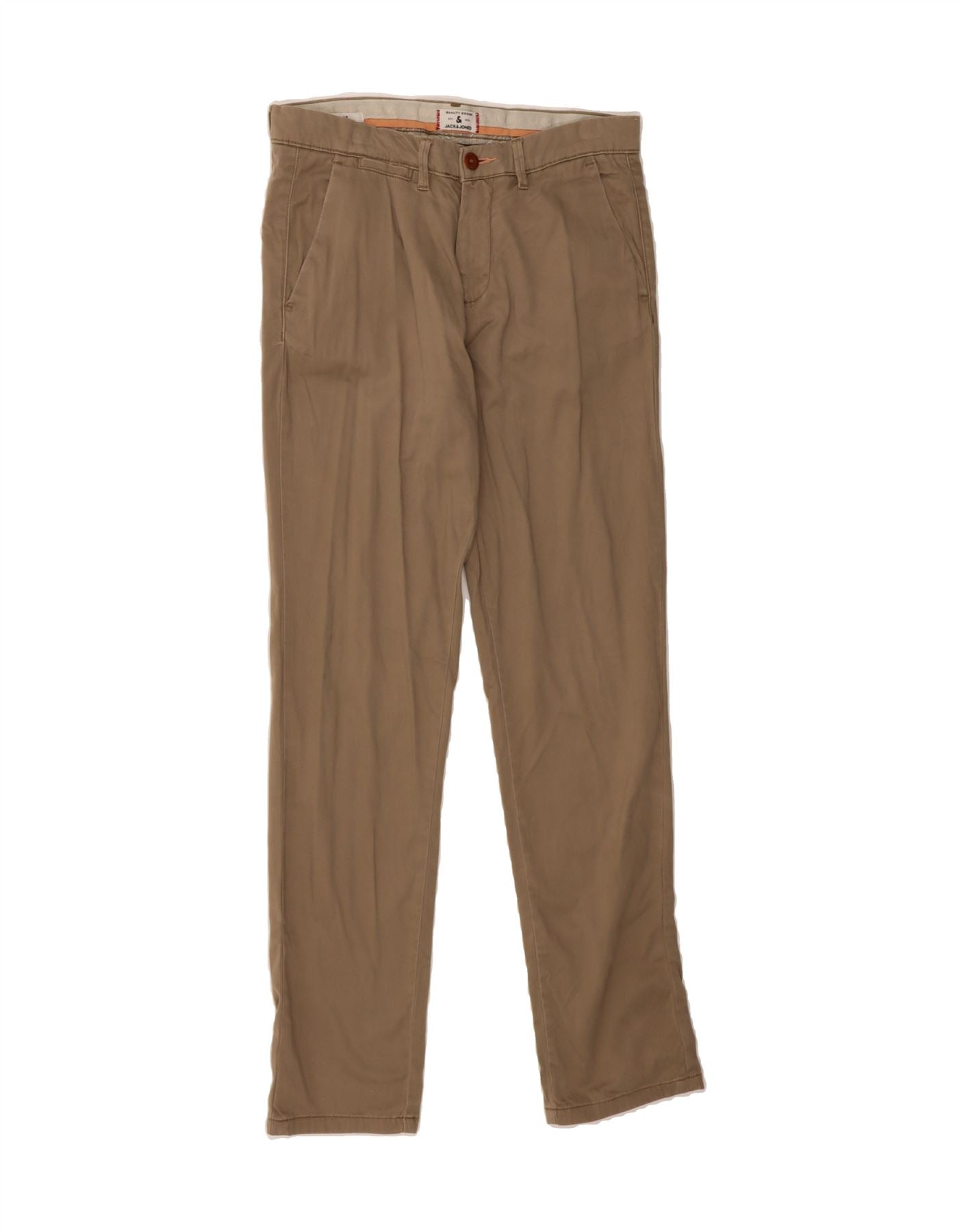 JACK JONES Mens Slim Chino Trousers W30 L30 Brown Cotton