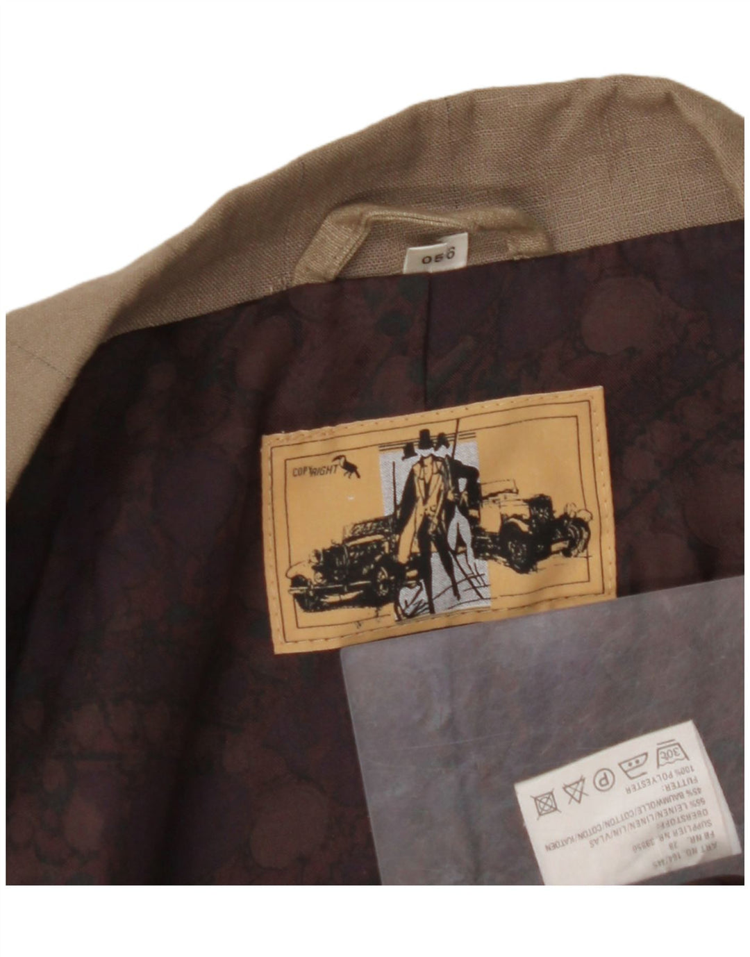 VINTAGE Mens Double Breasted Blazer Jacket EU 56 3XL Brown Linen