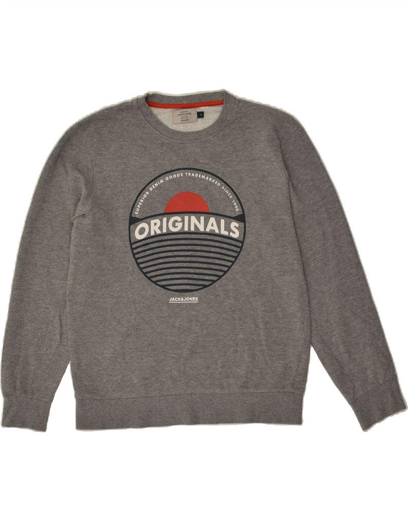 JACK & JONES Mens Graphic Sweatshirt Jumper Medium Grey Cotton | Vintage Jack & Jones | Thrift | Second-Hand Jack & Jones | Used Clothing | Messina Hembry 