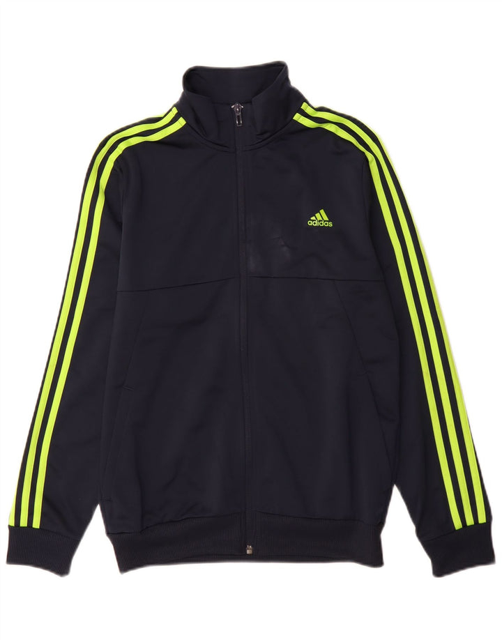 Adidas Boys Aeroready Tracksuit Top Jacket 13-14 Years Navy Blue Polyester
