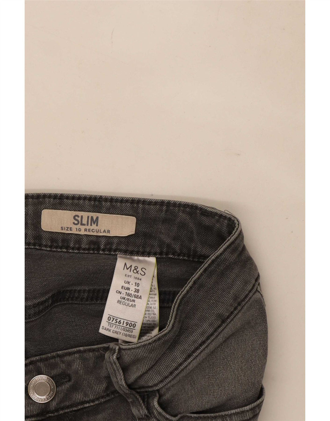 Marks & Spencer Womens Slim Jeans UK 10 Small W27 L29 Grey Cotton