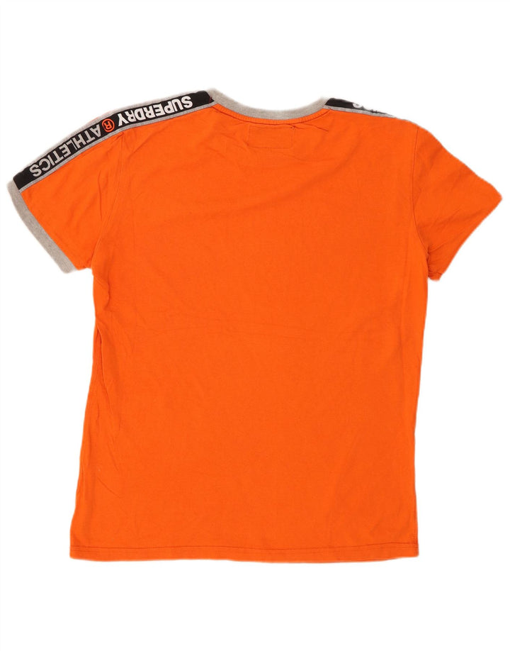 SUPERDRY Mens Graphic T-Shirt Top Medium Orange Colourblock Cotton