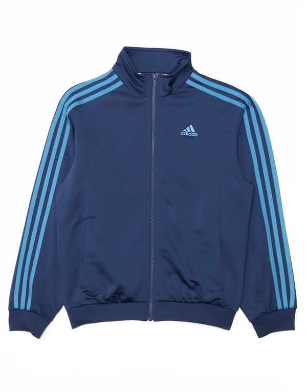 Adidas Boys Tracksuit Top Jacket 13-14 Years Navy Blue Polyester Sports