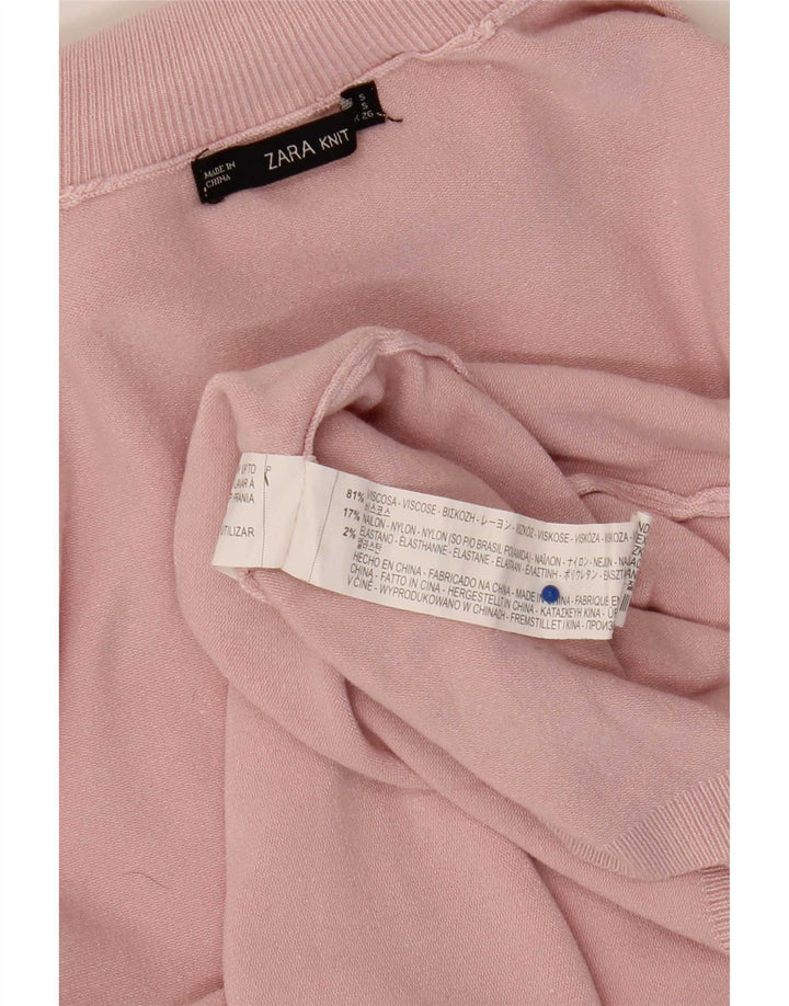 Zara Womens Roll Neck Jumper Sweater UK 10 Small Pink Viscose