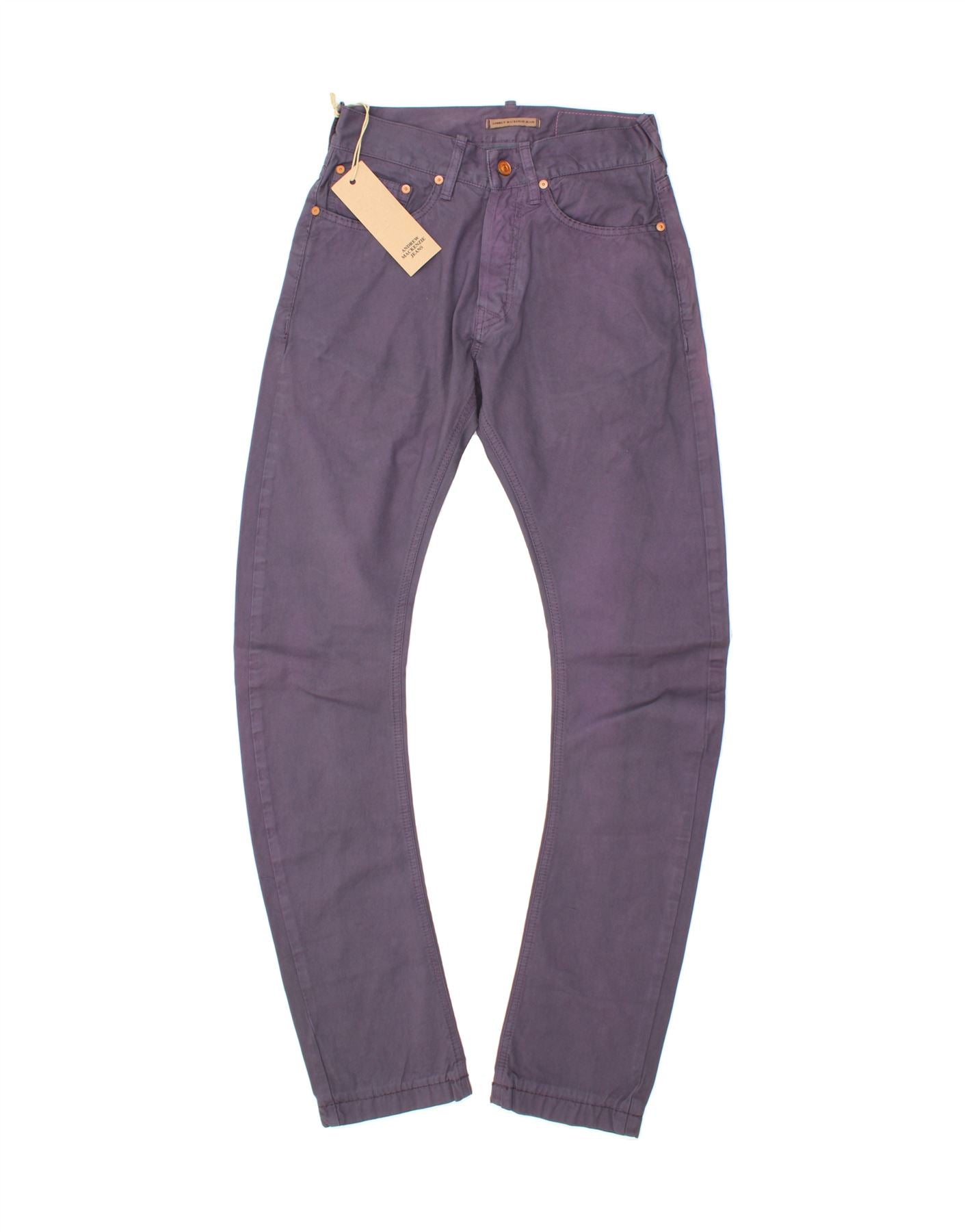 ANDREW MACKENZIE Mens Banana Casual Trousers W29 L34 Purple Cotton