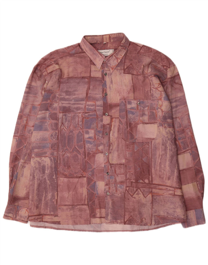 Jean chatel Mens Shirt Size 45/46 XL Burgundy Patchwork