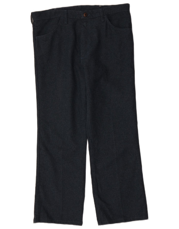 WRANGLER Mens Straight Casual Trousers W36 L29 Navy Blue Polyester