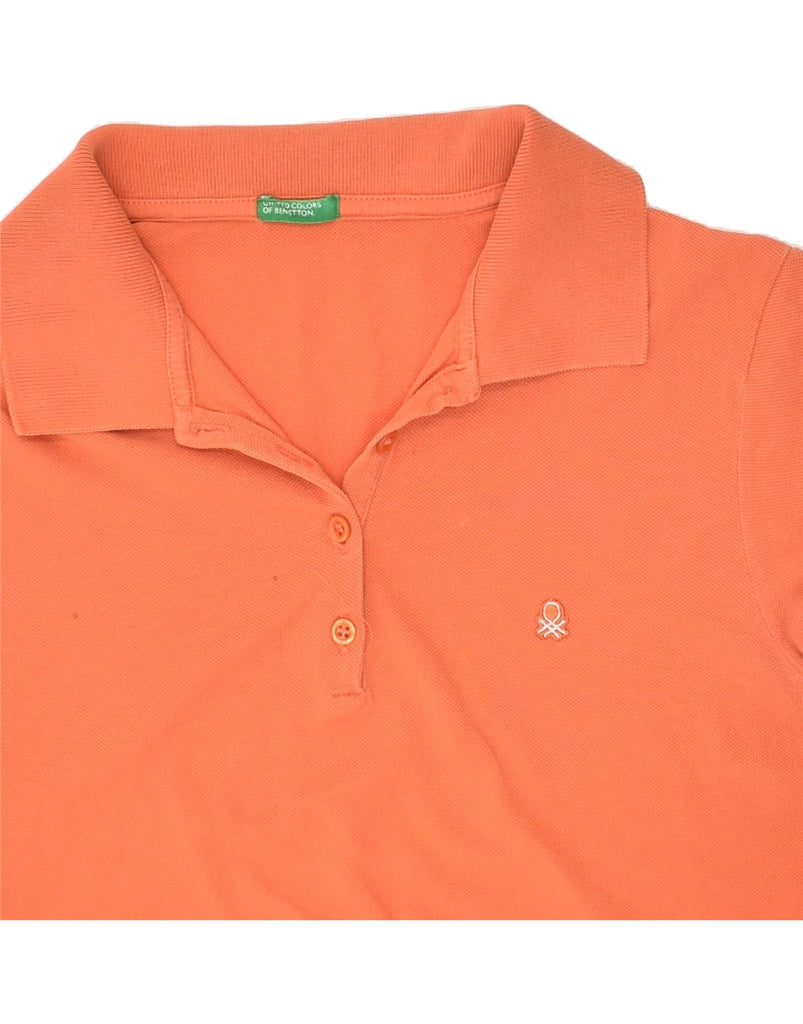 BENETTON Womens Polo Shirt UK 12 Medium Orange Cotton | Vintage Benetton | Thrift | Second-Hand Benetton | Used Clothing | Messina Hembry 