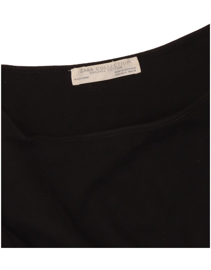 ZARA Womens Top 3/4 Sleeve UK 12 Medium Black
