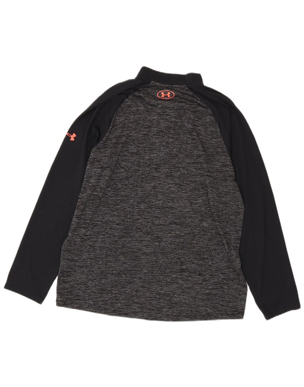 Under Armour Mens Loose Fit Zip Neck Top Long Sleeve Large Black Flecked