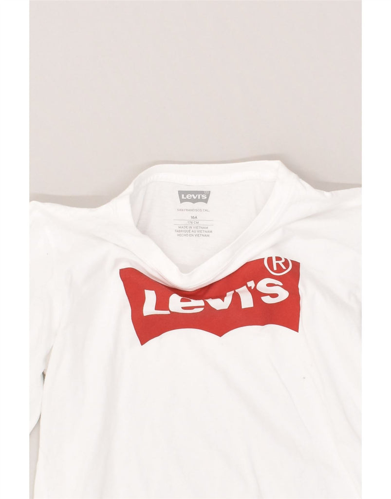 LEVI'S Girls Graphic Top Long Sleeve 15-16 Years White Cotton | Vintage Levi's | Thrift | Second-Hand Levi's | Used Clothing | Messina Hembry 