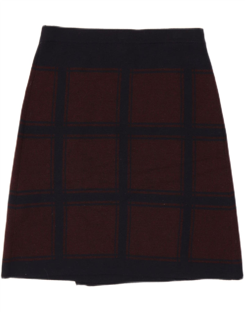 PHASE EIGHT Womens Wrap Skirt UK 10 Small W28  Navy Blue Plaid Wool Vintage Phase Eight and Second-Hand Phase Eight from Messina Hembry 