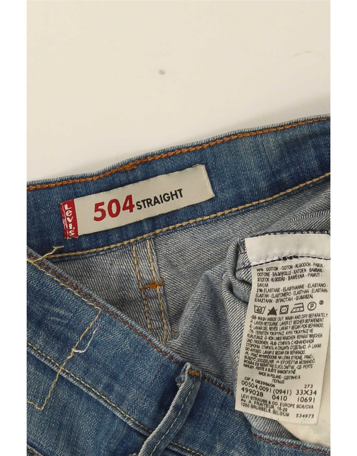Levi's Mens 504 Straight Jeans W33 L34 Blue Cotton