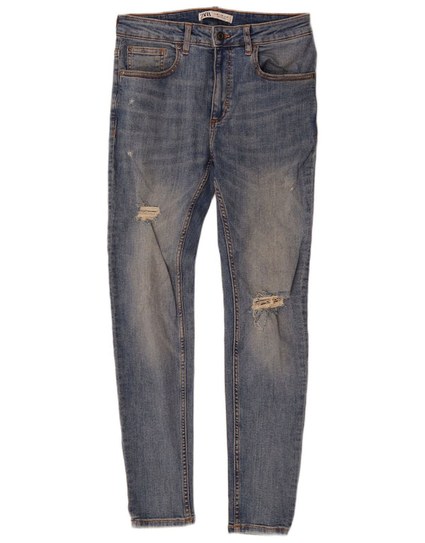 Zara Mens Distressed Skinny Jeans EU 40 Medium W31 L29 Blue Cotton