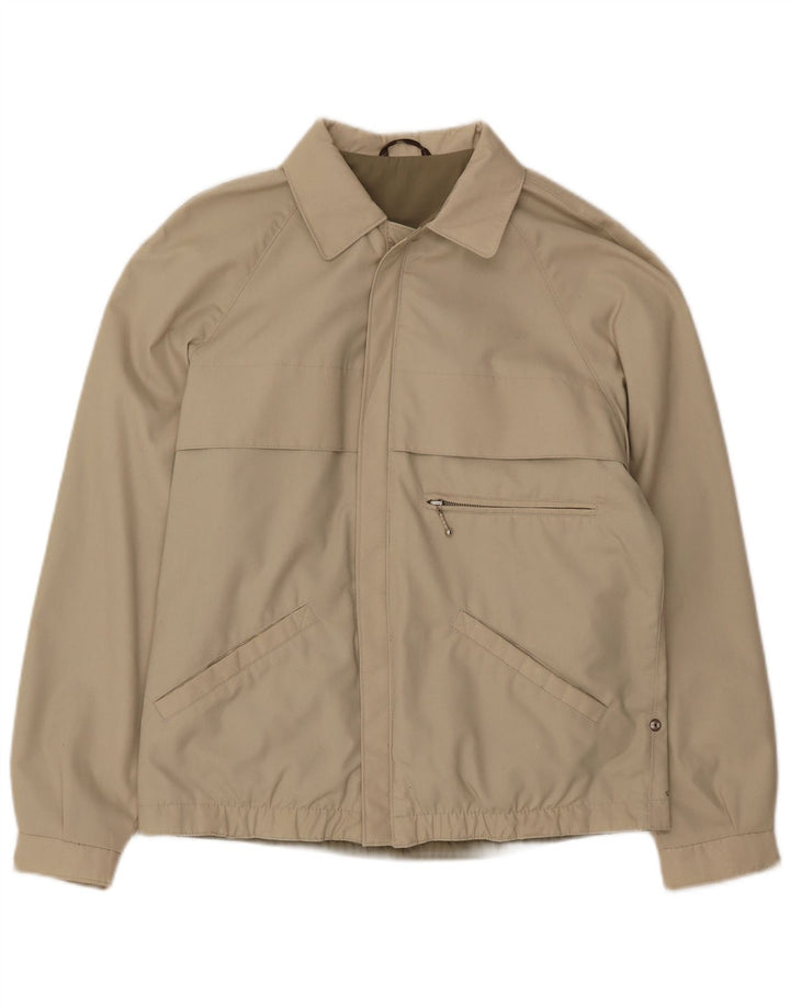Vintage Mens Utility Jacket IT 48 Medium Beige Polyester