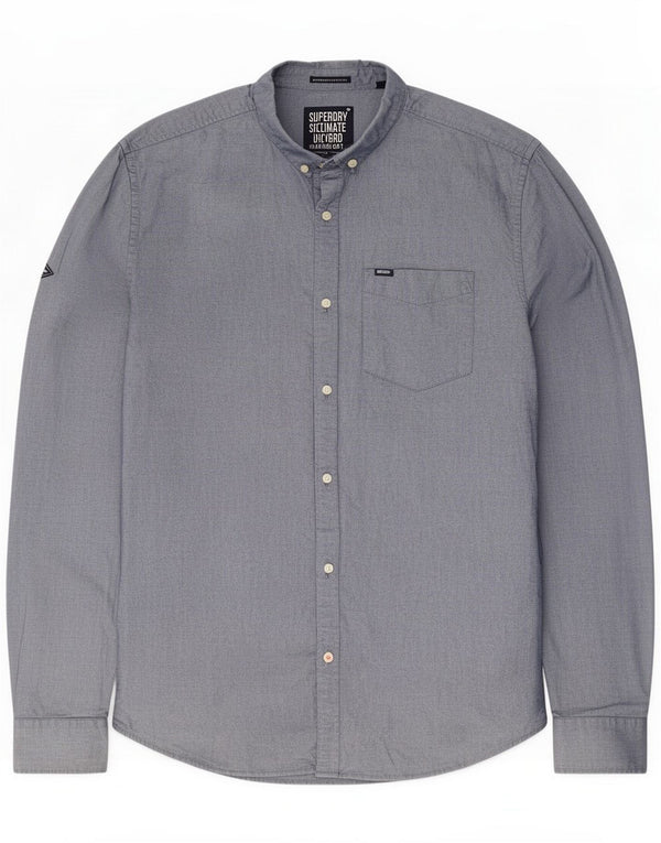 Superdry Mens Modern Classic Fit Shirt Large Blue Cotton